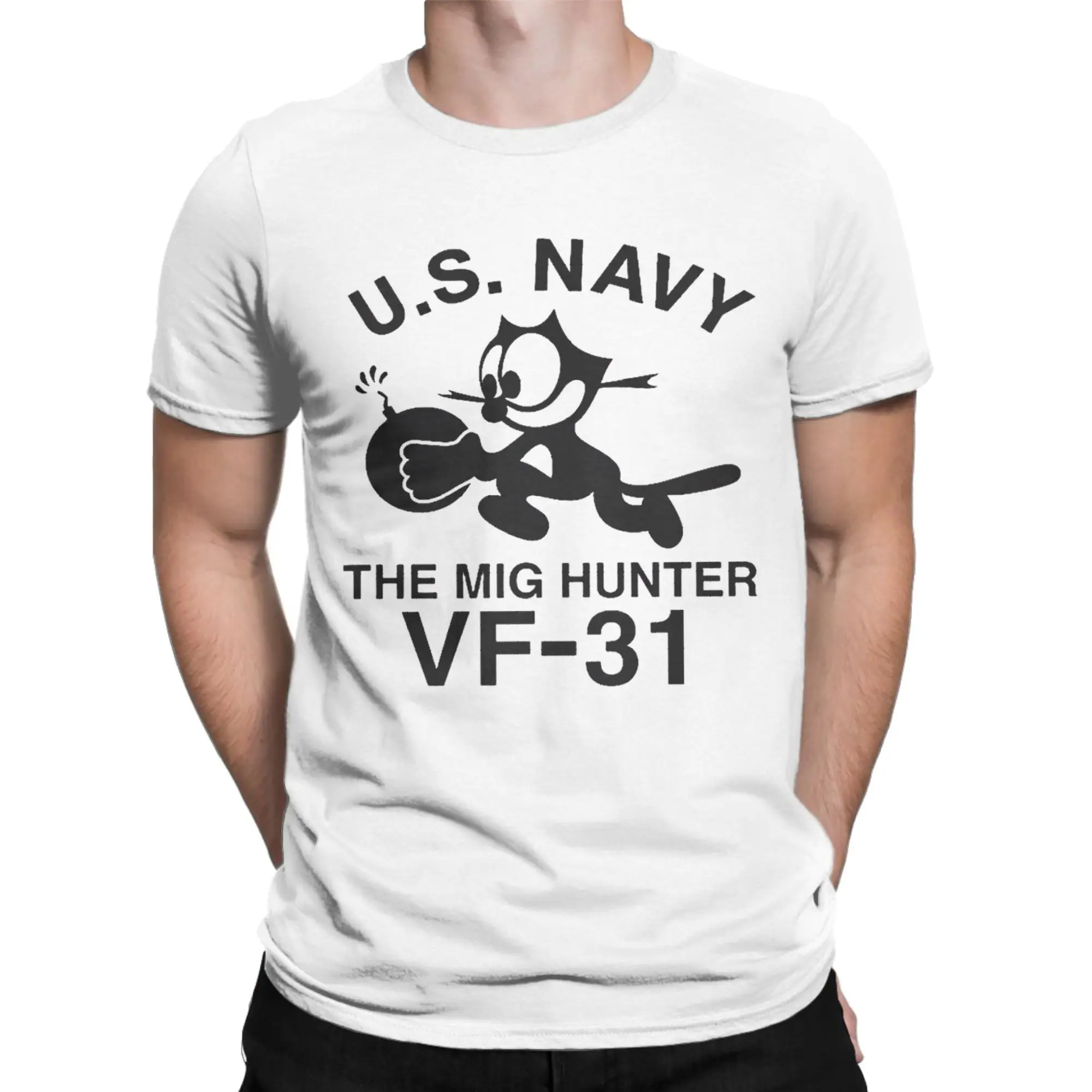 Felixing Aeroplane VF-31 Cat Cotton T Shirt For Men Summer  Streetwear T Shirts O-Neck Hip Hop Tee Shirt Oversized Cheap Tops