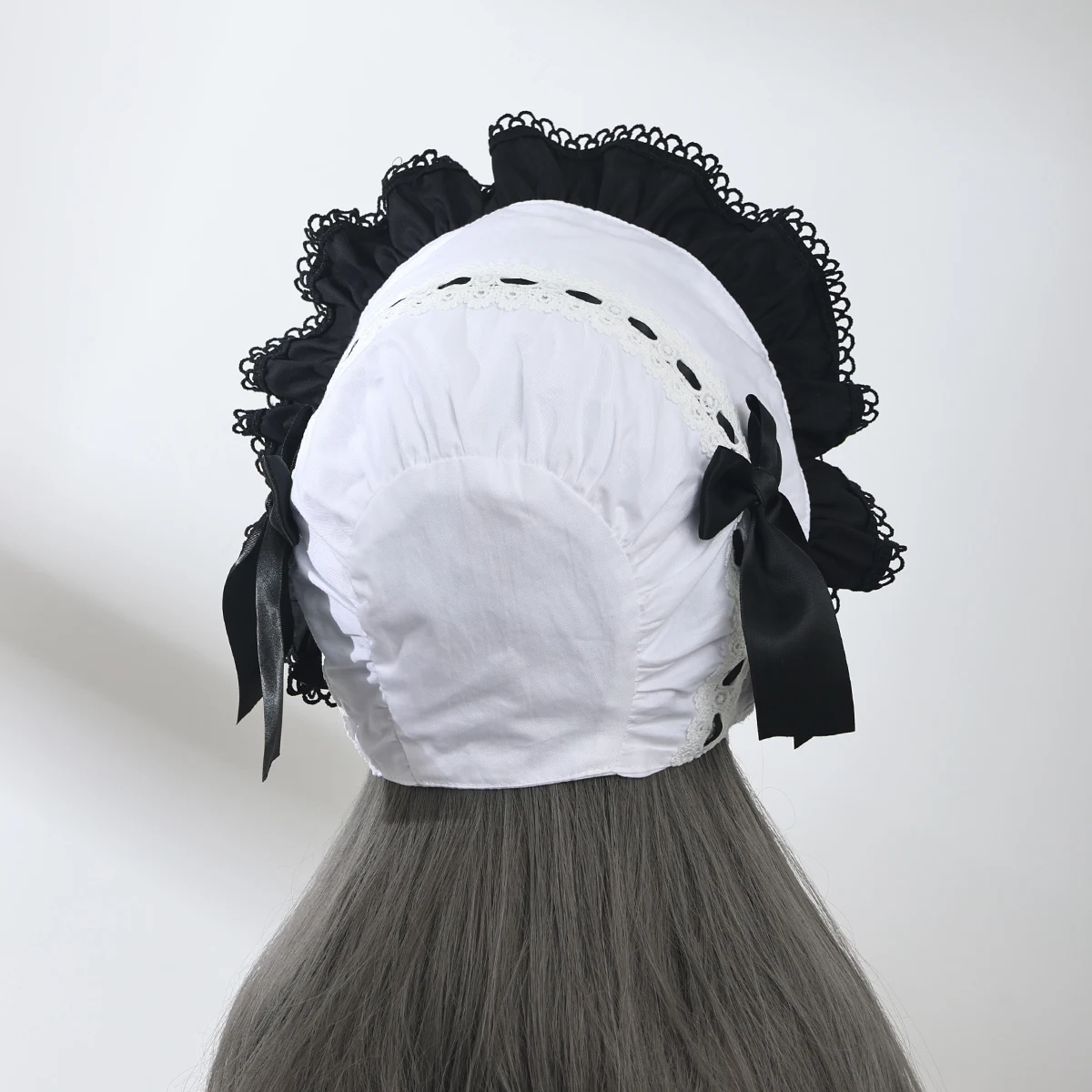 Vintage Style Ruffles Bonnet Hat Women Girls Maid Cosplay Mop Hat Pumpkin Cap