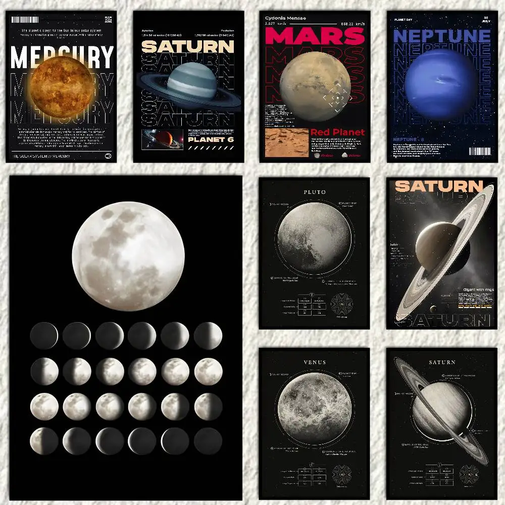 Póster Vintage de Vía Láctea, galaxia, espacio, planeta, arte HD, pared adhesiva, impermeable, hogar, sala de estar, dormitorio, bar, decoración estética