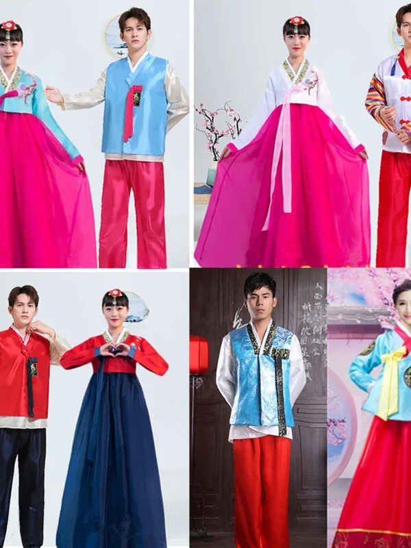 

Adult Korean Wedding Gown Traditional Dance Costume Male Parent-Child Couple Outfit Long Dress Ancient Ethnic Hanbok