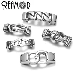 REAMOR 2pcs Stainless Steel Infinity Knot Viking Connectors For 12*6mm Leather Men Bracelet Jewelry Making DIY Bangle Metal Bead