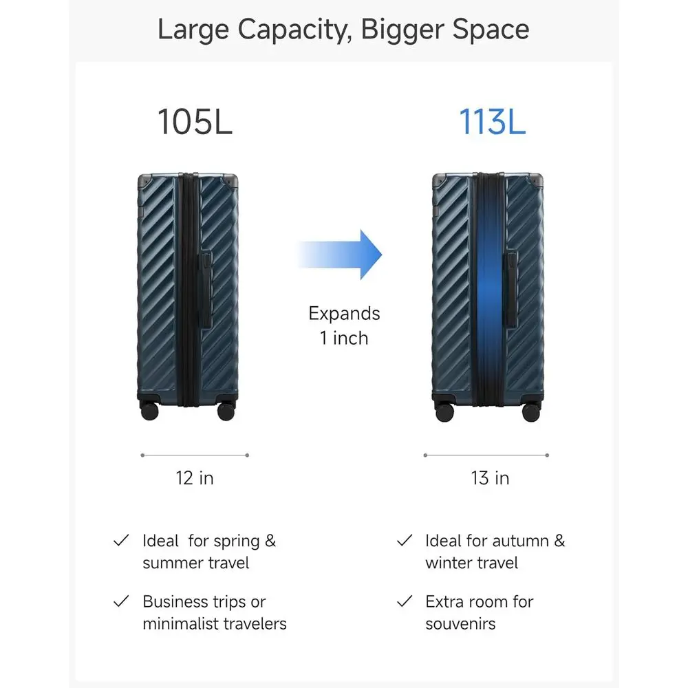Expandable Hard Shell Spinner Suitcase, 28 Inch, Charcoal Metallic