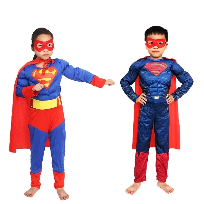 Superhero Spider Man Captain America Batman Thor Hulk Cosplay Costume Muscle Bodysuit Jumpsuit for Kids Halloween Party