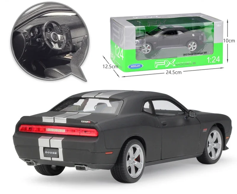 WELLY Diecast 1:24 Scale 2012 DODGE Challenger SRT Simulator Model Car Toy Vehicle Metal Alloy Toy Car For Boy Gift Collection