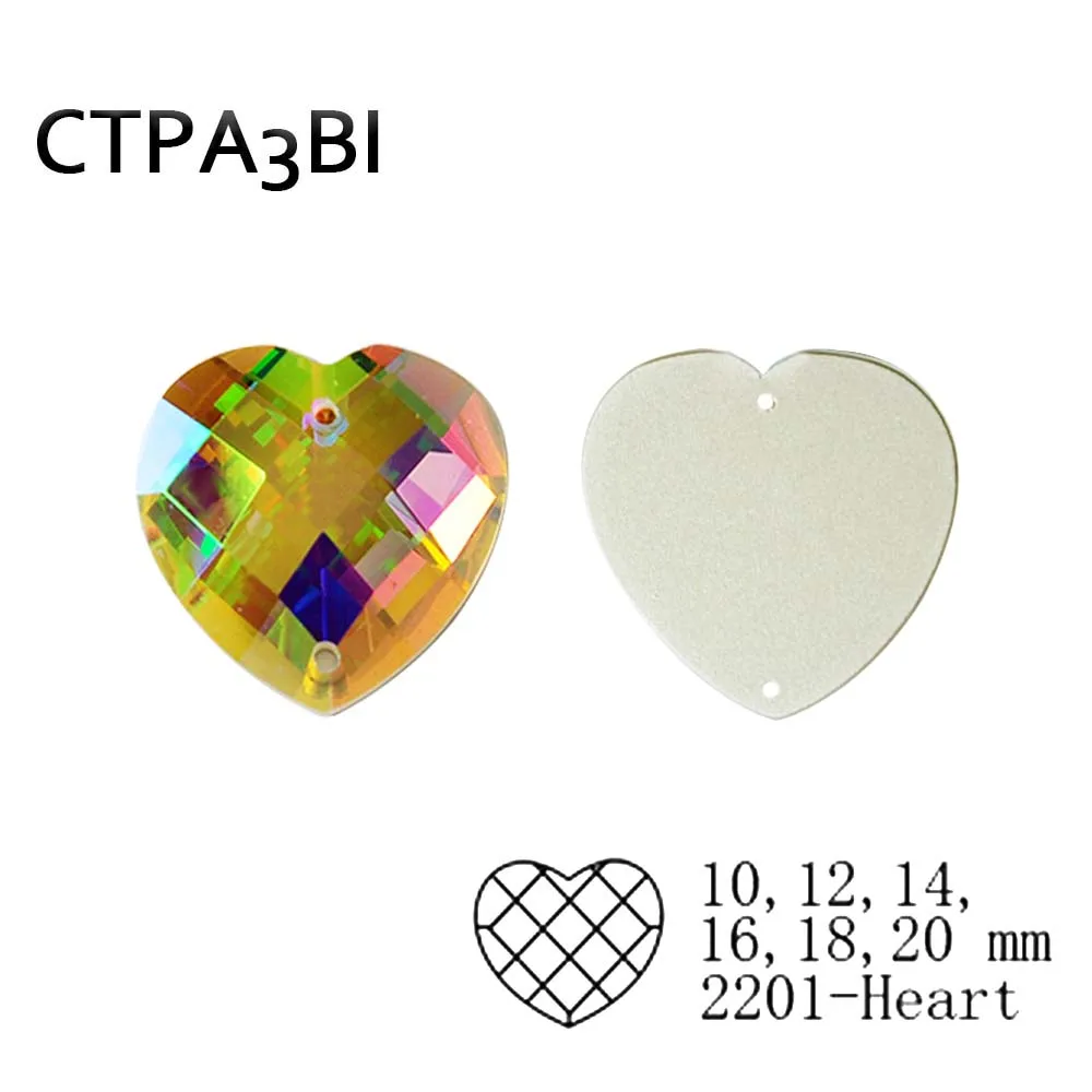

HISwaro Crystal AB Glass Mirror with Holes Heart Sew On Rhinestone Sparkles Diy Beads Strass for Garment Craft Jewelry