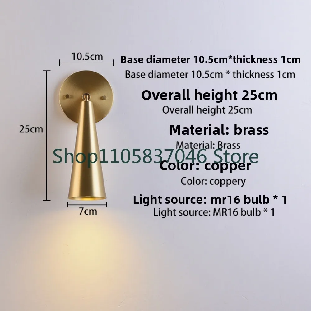 Brass retro bedroom bedside lamp, atmospheric mini wall lamp, advertising sign bar decoration living room wall lamp