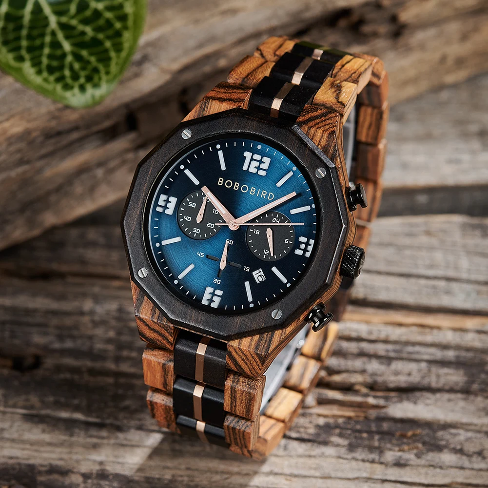 BOBOBIRD Luxury Mens Watches Wooden Farmhouse Oak Tree Date Display Quartz wristwatch Fashion 3AT Waterproof Relogio Masculino