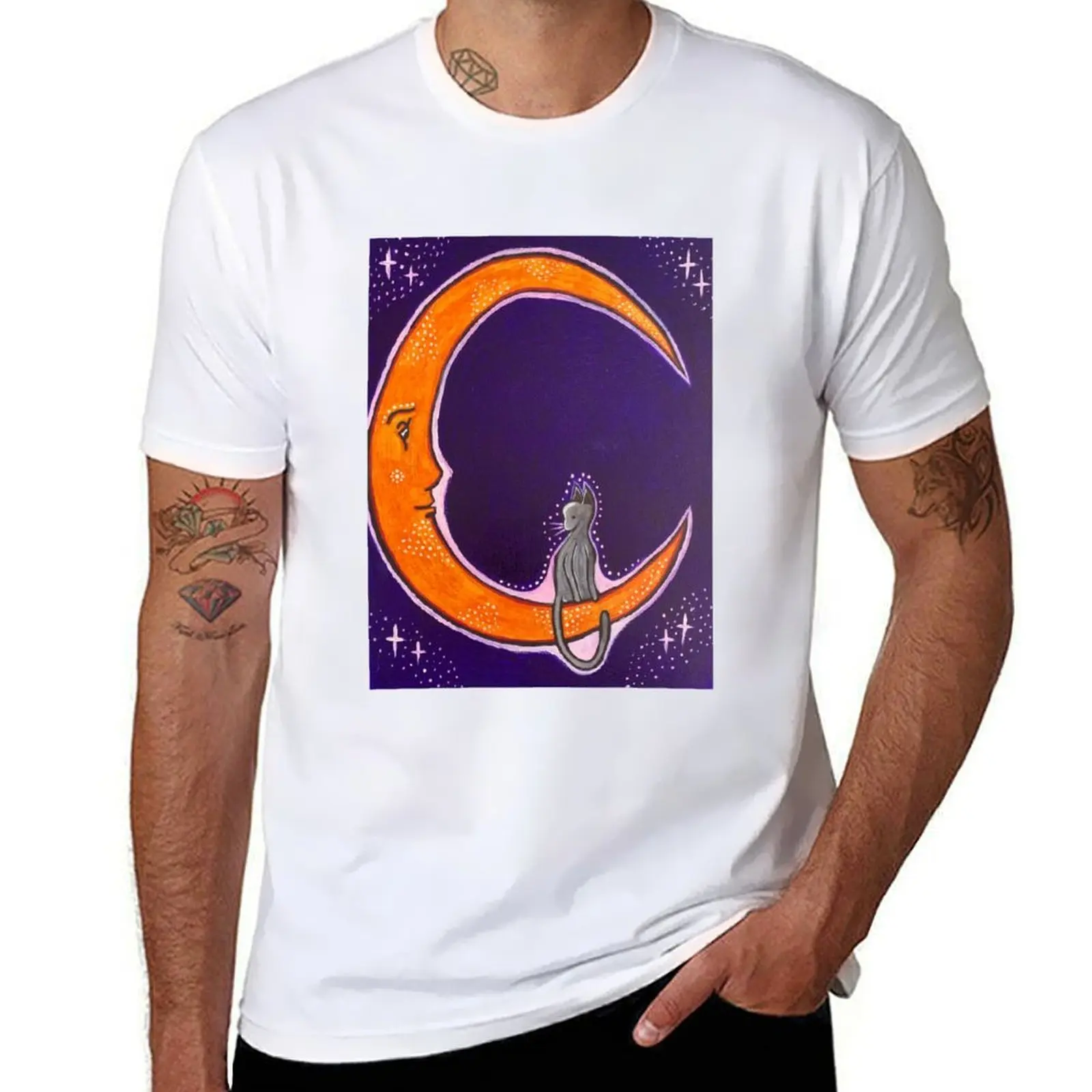 

Moon Cat T-Shirt funny t shirts man man t shirts cotton T-Shirt