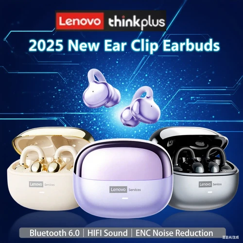 Original Lenovo LE302 auriculares inalámbricos Clip de oreja Bluetooth 6,0 auriculares estéreo HIFI música llamada juego auriculares con cancelación de ruido