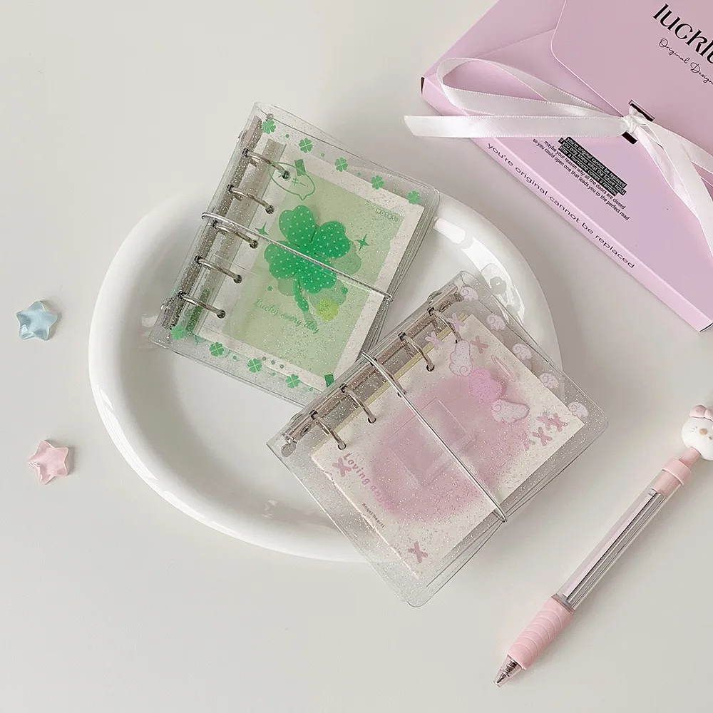 Kawaii M5 Angel's love Four-leaf clover Pattern Binder Notebook bandage Portable Mini Book Journal School Stationery