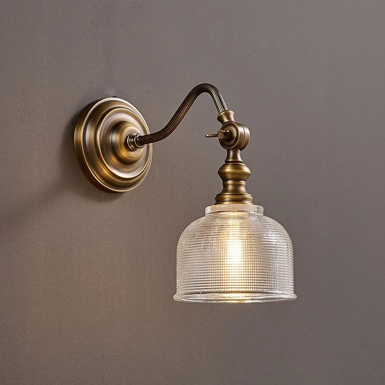 Old Copper Wall Lamp Clear Glass Indoor