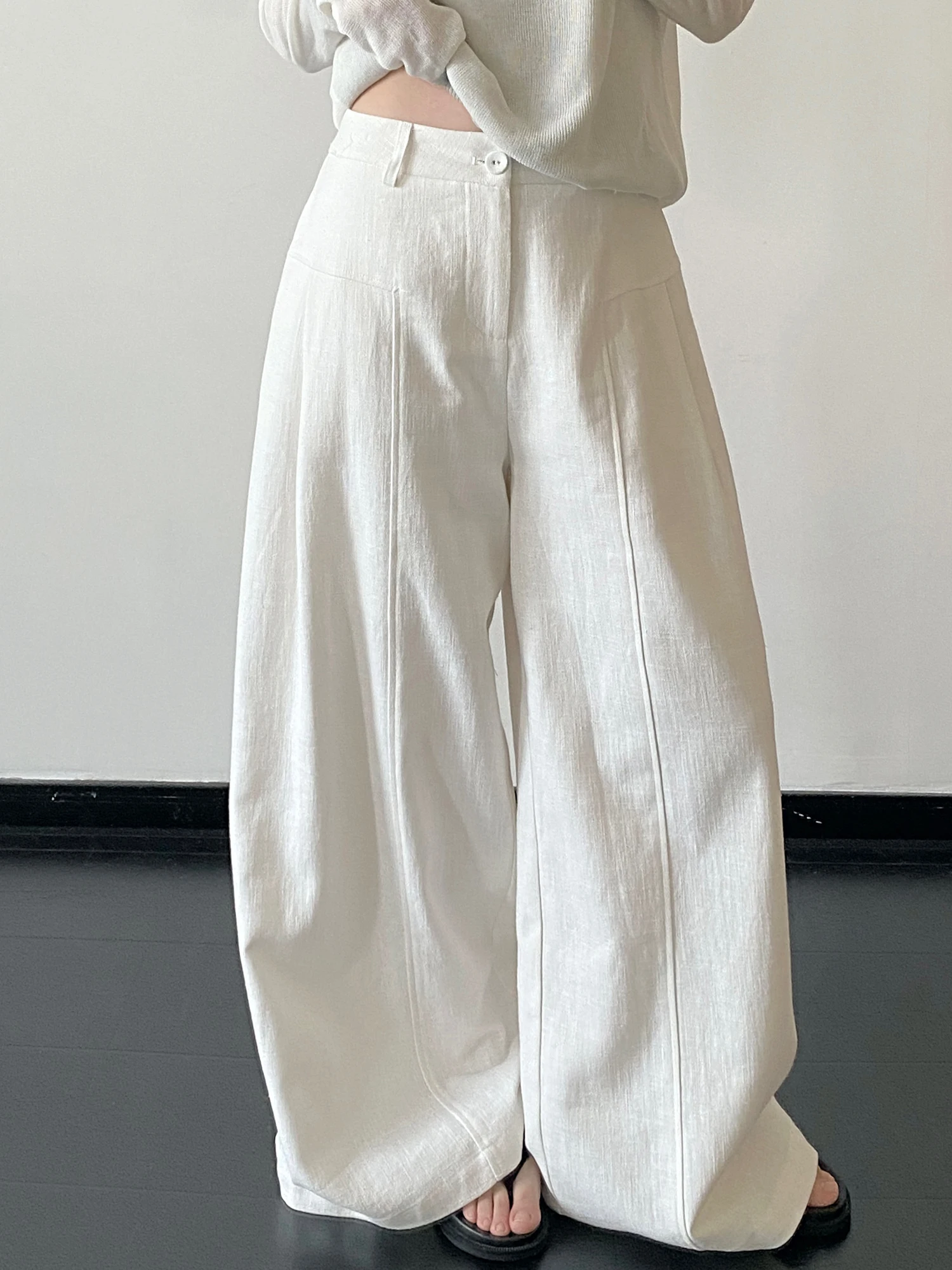 

Свободные широкие повседневные брюки для женщин с высокой талией, прямые, удобные, в стиле кэжуал, белые, модные, весна-лето