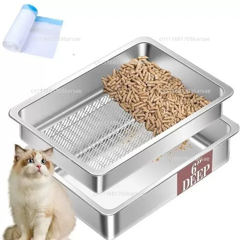 New Stainless Steel Litter Box, Removable Filter Cat Litter Box, Open Cat Toilet