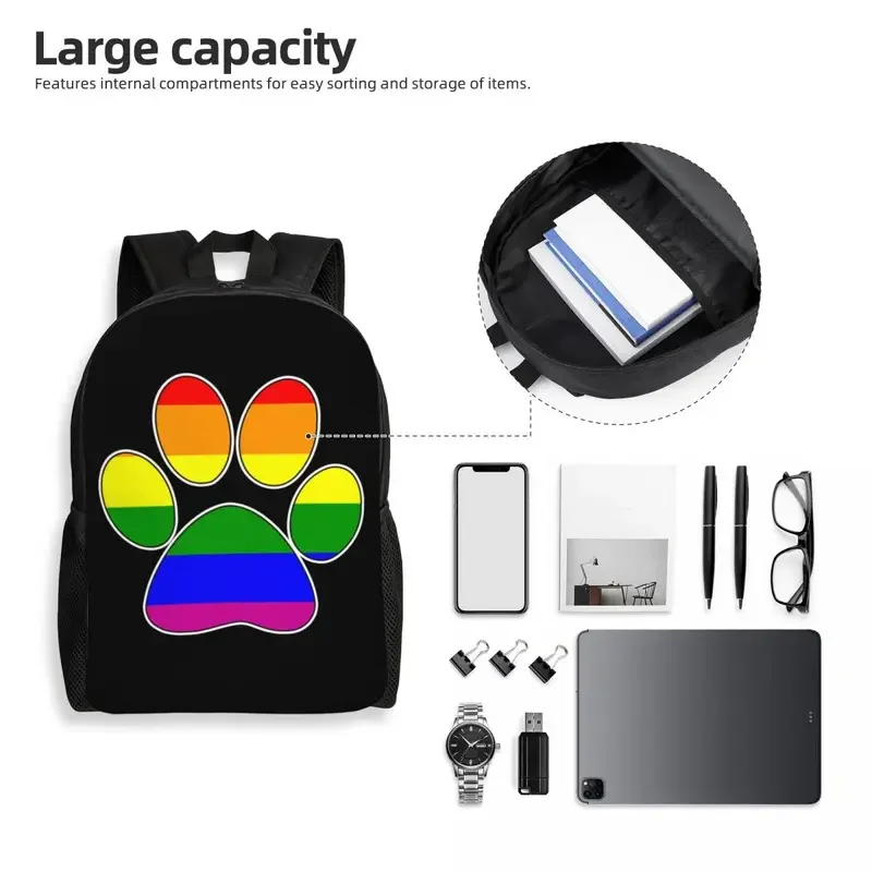 Mochila de viaje LGBT Pride Gay Paw para hombres y mujeres, bolsa de libros para computadora escolar, bolsas de día para estudiantes universitarios