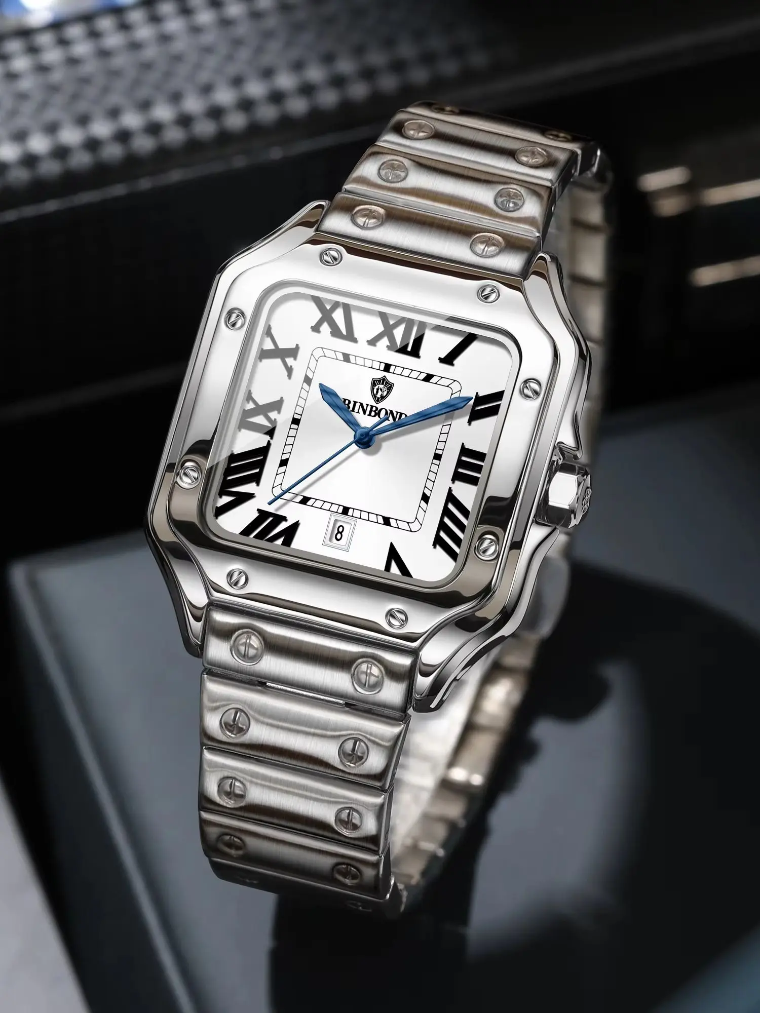 BINBOND Neue Original Herren-Quarzuhren Wasserdicht Leuchtend Automatisches Datum Langlebige Edelstahluhr für Männer Luxus Reloj