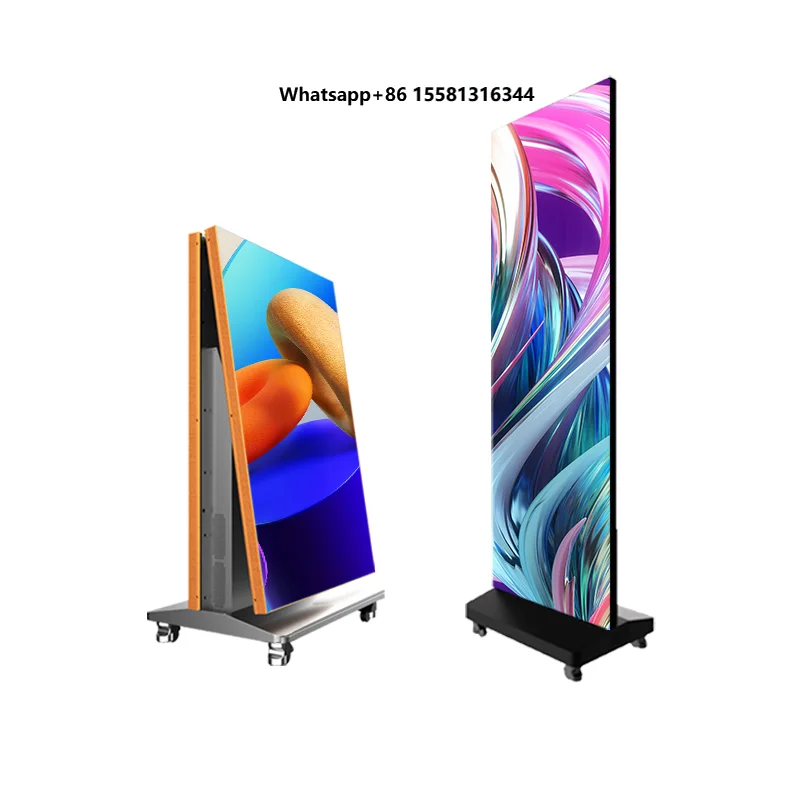 Removable Foldable Indoor Floor Stand Led Display P1.25 P1.87 P1.5 P2.5 Vertical Led Poster Display Screen