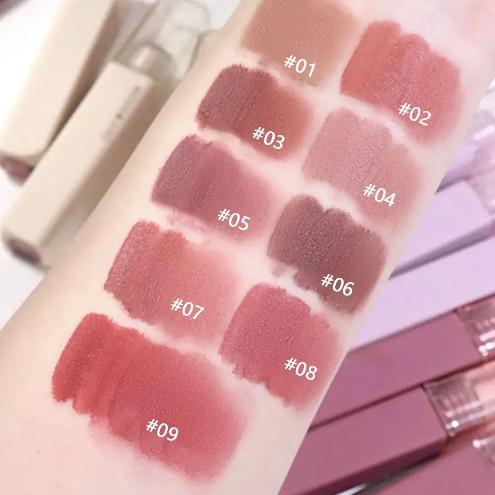 Novo 9 cores fosco lábio esmalte à prova dwaterproof água de longa duração fosco lipgloss veludo batom líquido para mulheres meninas presente