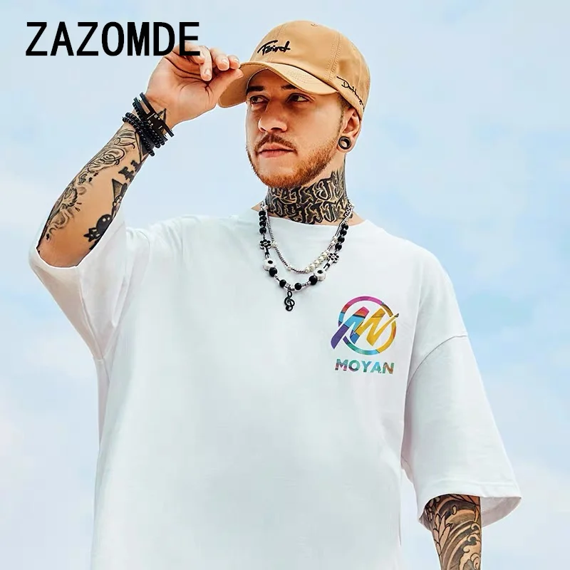 ZAZOMDE Harajuku Oversized T-shirt Men Summer Cool Unisex Tops Hip Hop Funny Print Tshirt Casual Cotton T Shirt Streetwear Loose