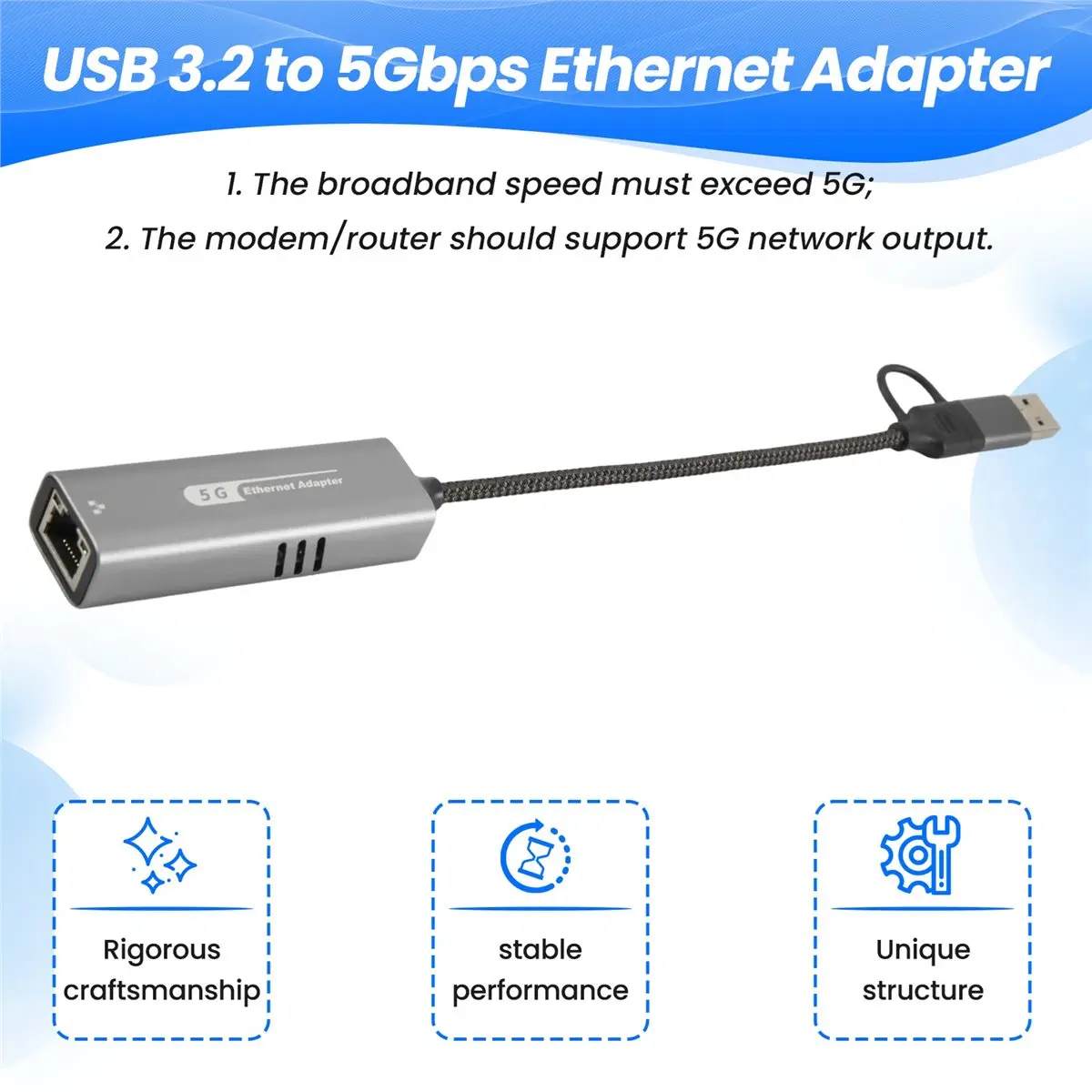 #83T (Gray)USB 3.2 to 5Gbps Ethernet Adapter 5000Mbps RJ45 Network Converter,Computer Accessories