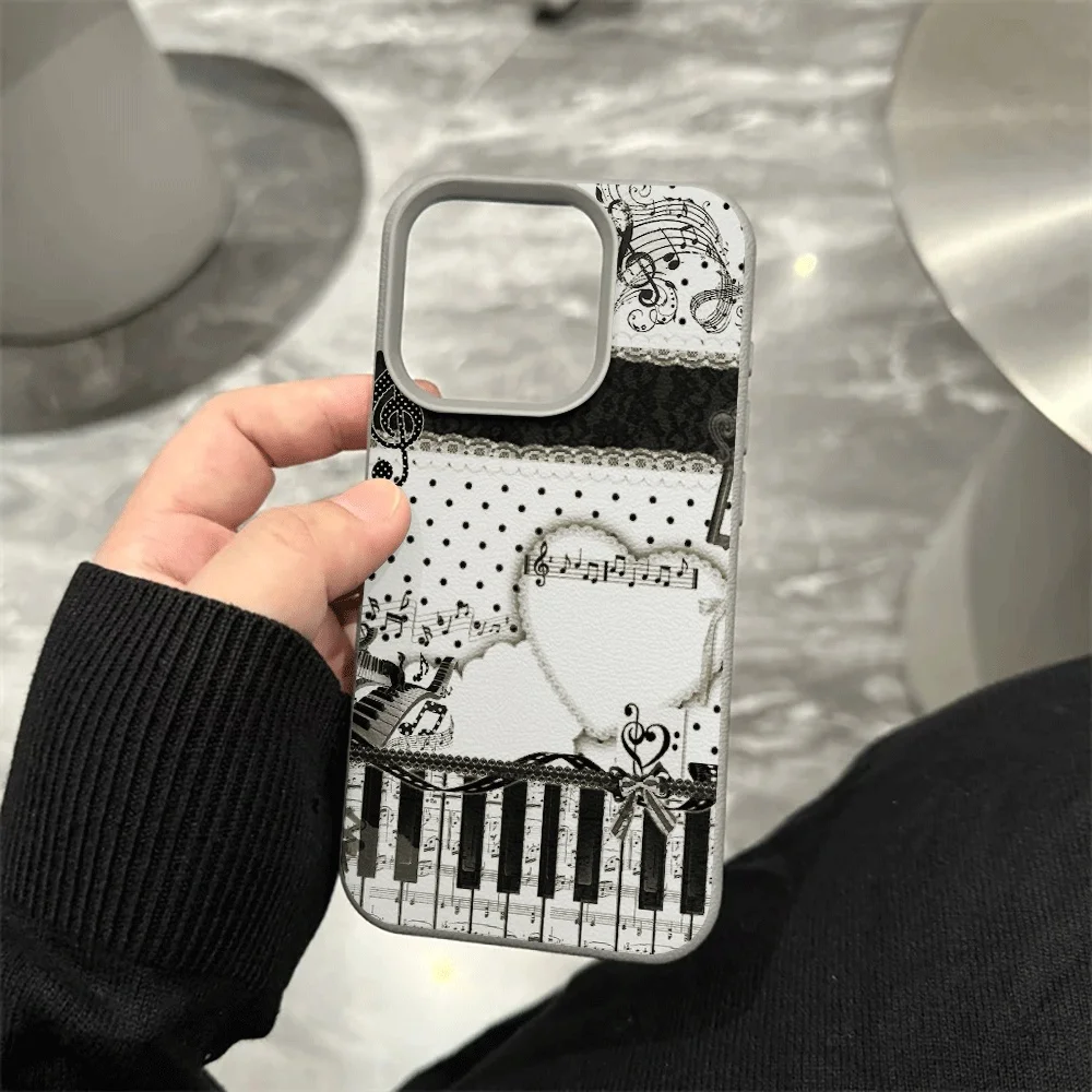 Klaviernoten-Spitzen-Handyhülle für iPhone 17 16 15 14 13 12 11 ProMax 16 15 14 Plus 17 16 15 14 13 12 Pro 17Air Silikon-Matt-Cover – Detail 9