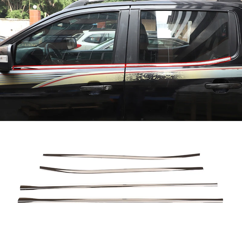 For Ford Ranger T6 T7 T8 2012-2022 Car Styling Stainless Steel Car Window Decoration Trim Exterior Details Car Accessories 4 Pcs