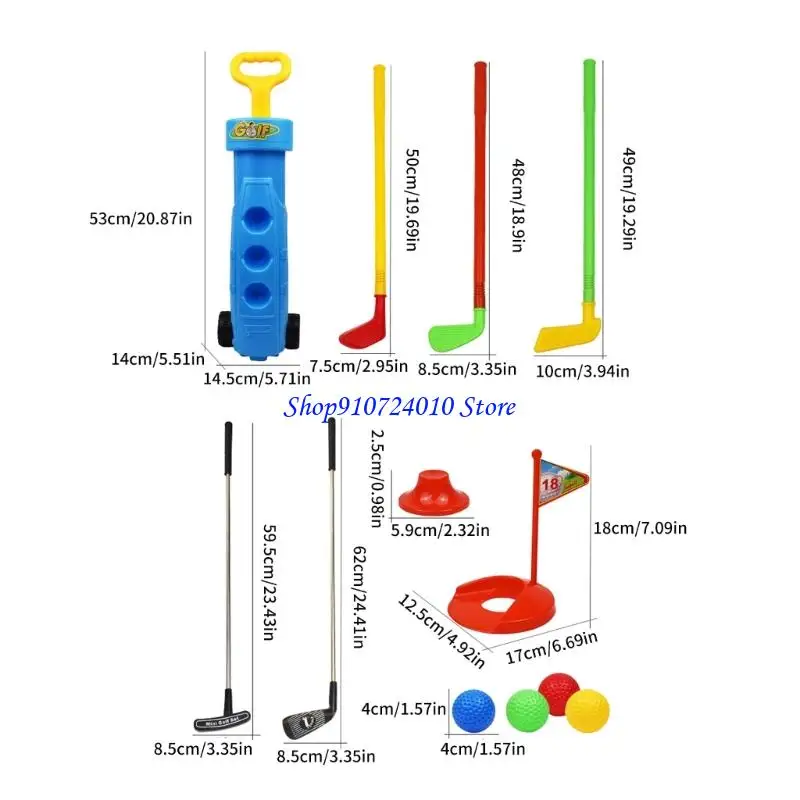 77HD 9 -Pieces Kids Golf Toy Set mit Plastikclubs und Ball für den Sport Innenbereich Freien Sport und die Entwicklung von