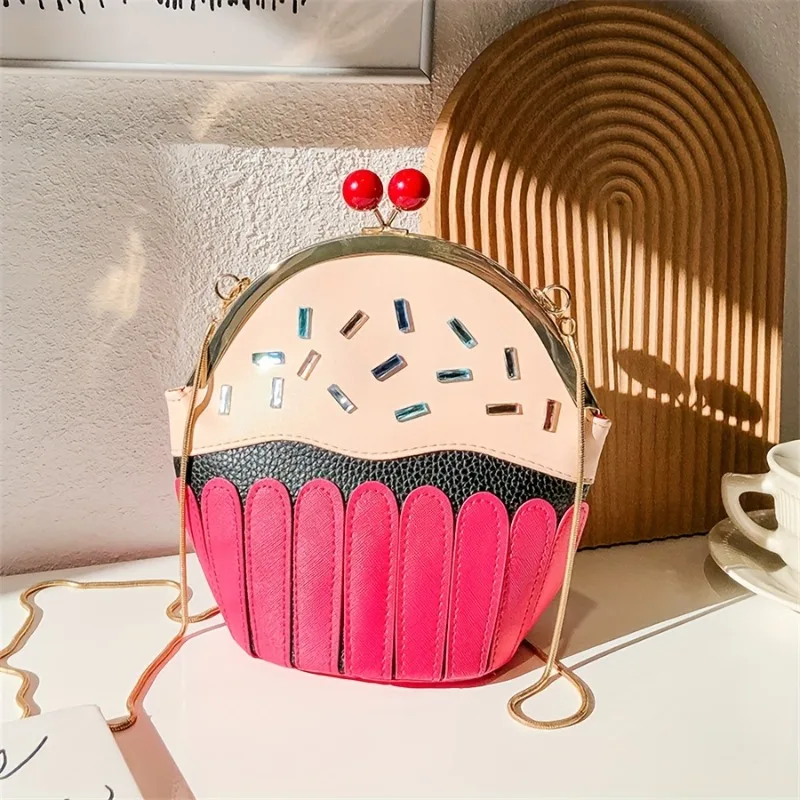 

1 шт., женская сумка через плечо в форме кекса, милый кошелек с цепочкой на плечо, кошелек из искусственной кожи, новый дизайн, сумка на одно плечо