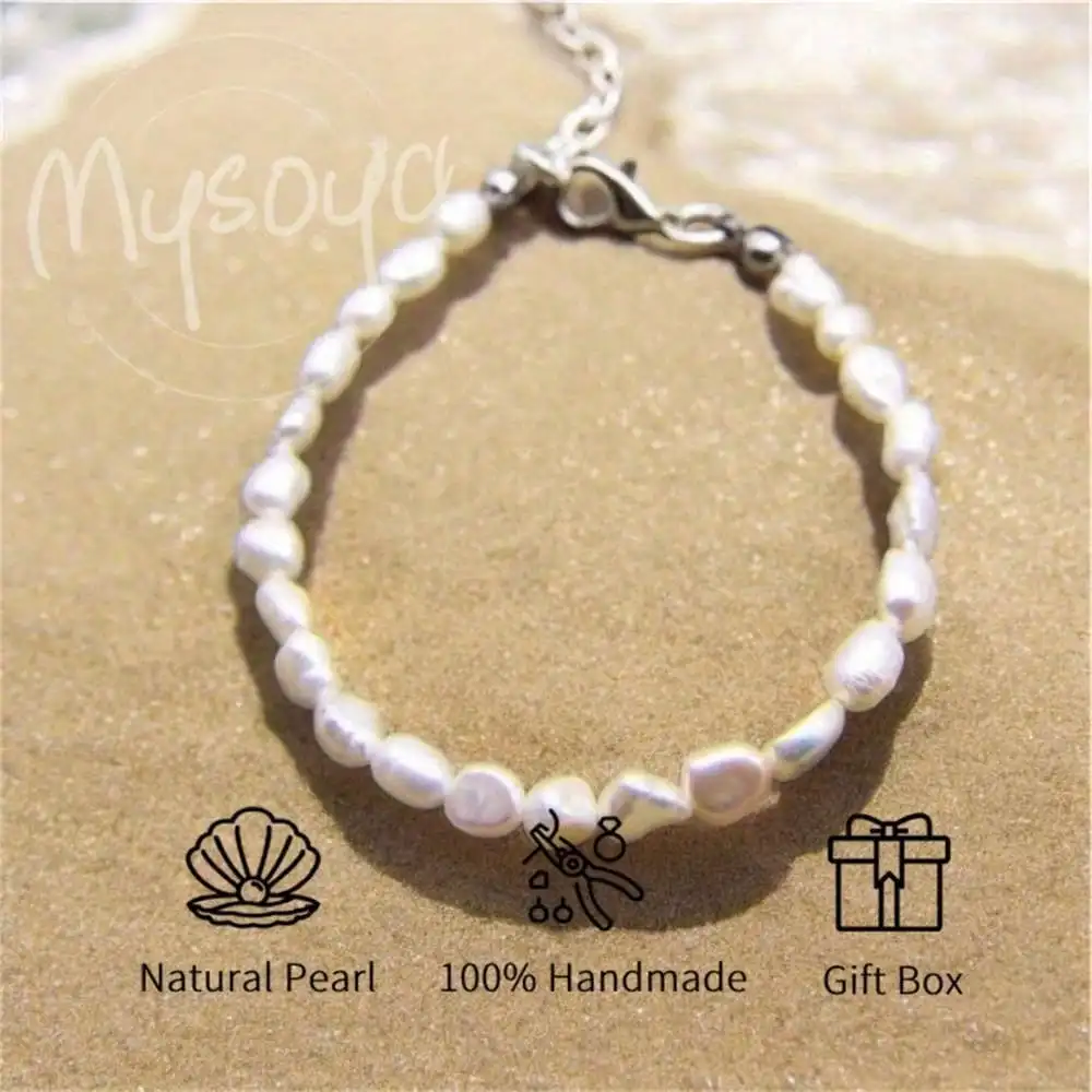 

MYSOYA Baroque Pearl Bracelet 6-7mm Pearls Gift Box Gift for Her Wedding Jewelry Christmas /Birthday/New Year Gift