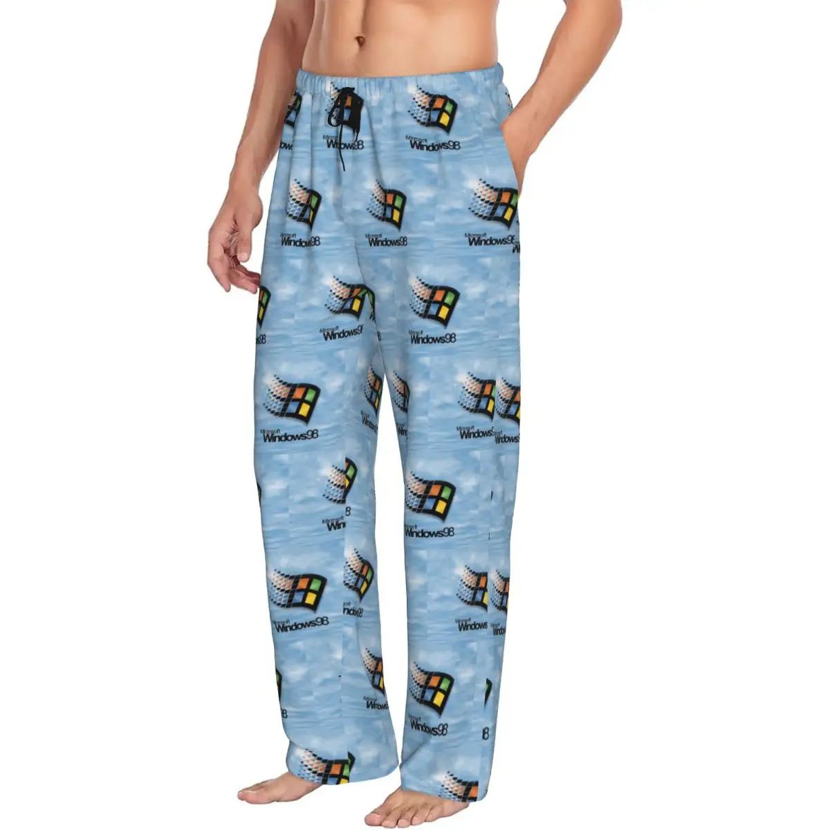 

Custom Windows 98 Start Screen Men Pajama Pants Lounge Sleep Sleepwear Bottoms with Pockets