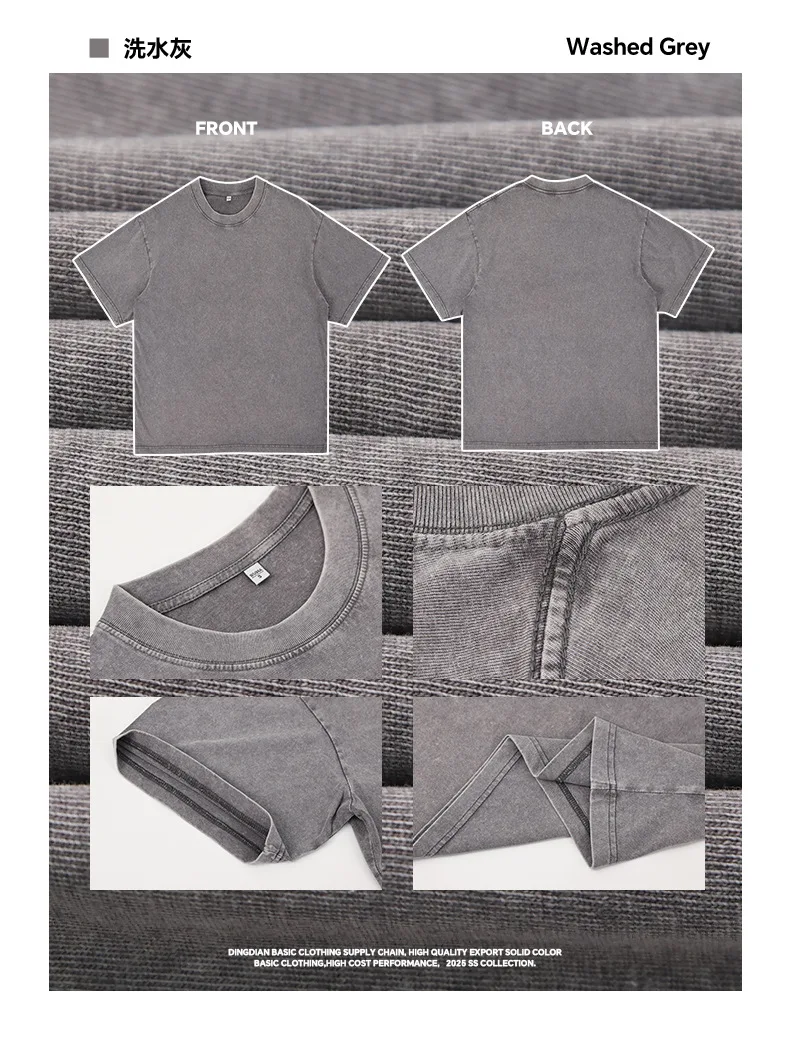 Customized T Shirt DTG Printing Men Women Oversized T-Shirt Heavyweight Cotton Retro Washed Tee Hip Hop Style Couple Streetwear