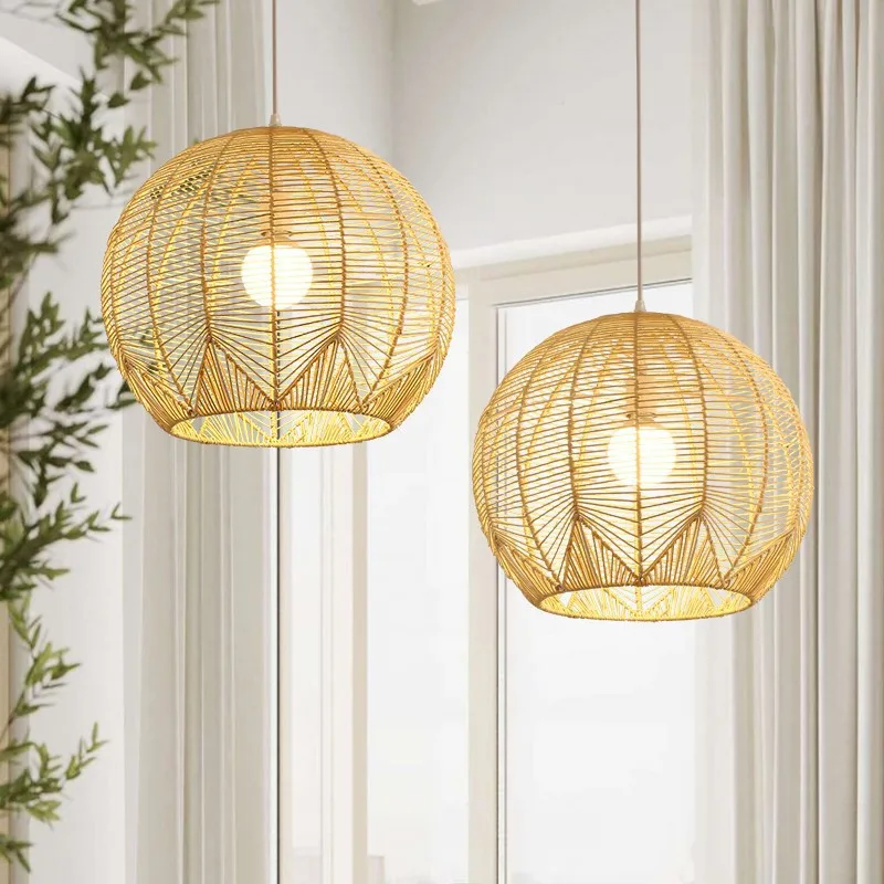 

Handmade Woven Rattan Chandelier In Southeast Asia Japanese Homestay Living Room Dining Room Hotel Bedroom Artistic Droplight