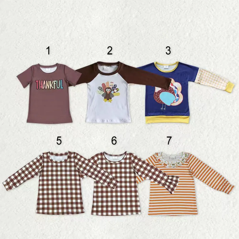 

z926-18 GT1074 Wholesale baby boy clothes Matching thanksgiving turkey Long Sleeve tops Summer Boutique kids clothes girl