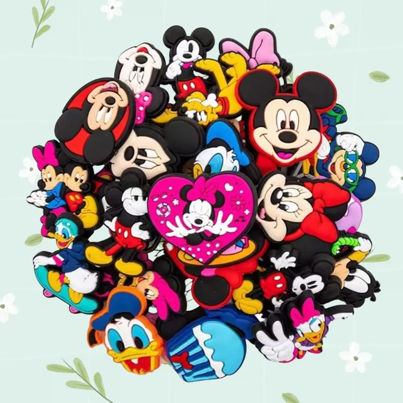 

MINISO 10/20/40pcs Mickey Random Shoe Decorations Accessories Charms For Clogs Bogg Bag Bubble Slides Sandals