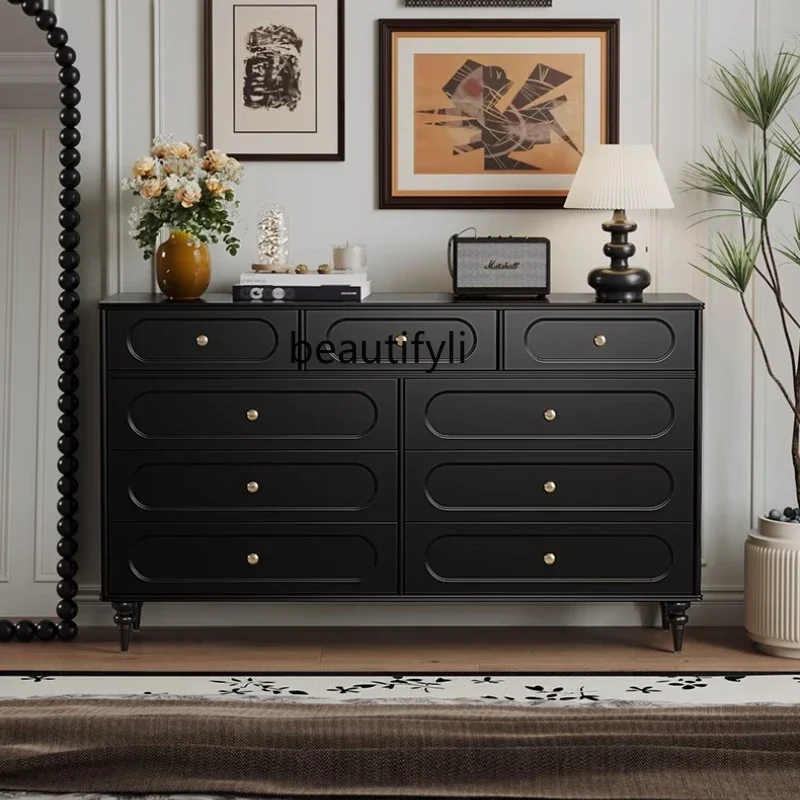 

ss1001 American retro style all solid wood bedroom storage chest living room antique style with drawers storage bedside cabinet