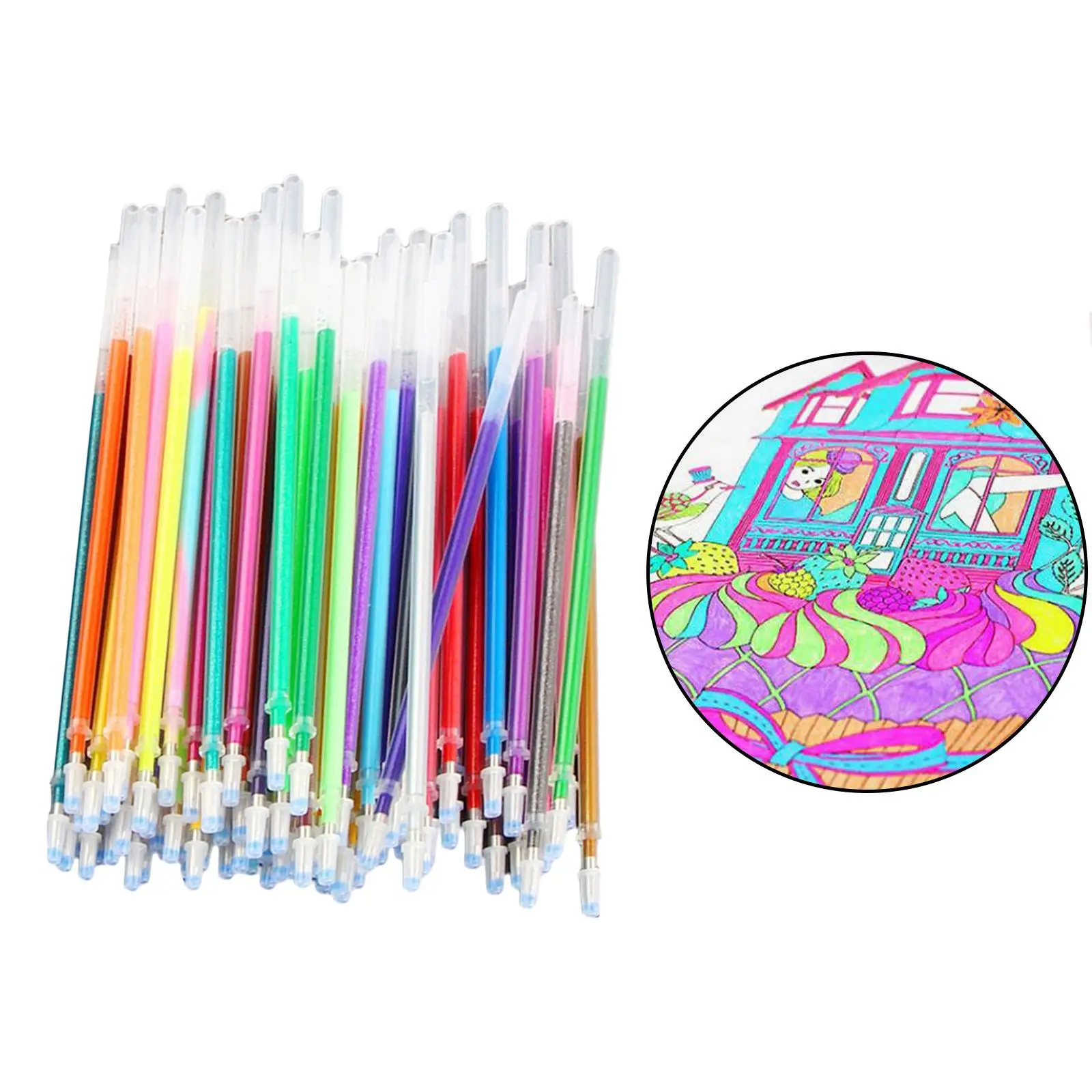 2-4pack Neon Gel Pen Refill Glitter Pen for Coloring Drawing Craft