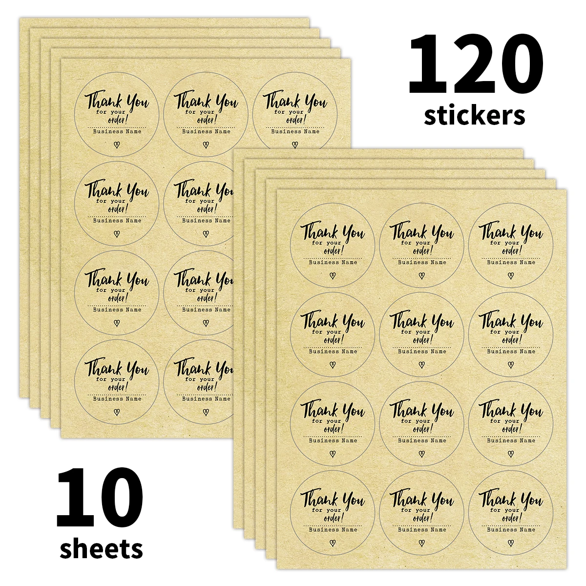 120 قطعة-10 أوراق ملصقات شكر مستديرة مخصصة ، اسم عمل شخصي ، ملصق ورق كرافت لطلب الأعمال الصغيرة ، هدية حفلة #6