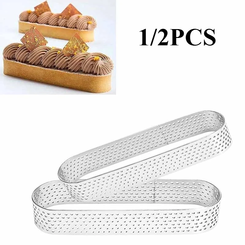 

1/2 шт. овальные кольца для кексов из нержавеющей стали, пористое кольцо для пирога, перфорированная форма для торта, мусса, резак для печенья, форма для приготовления пищи, инструмент