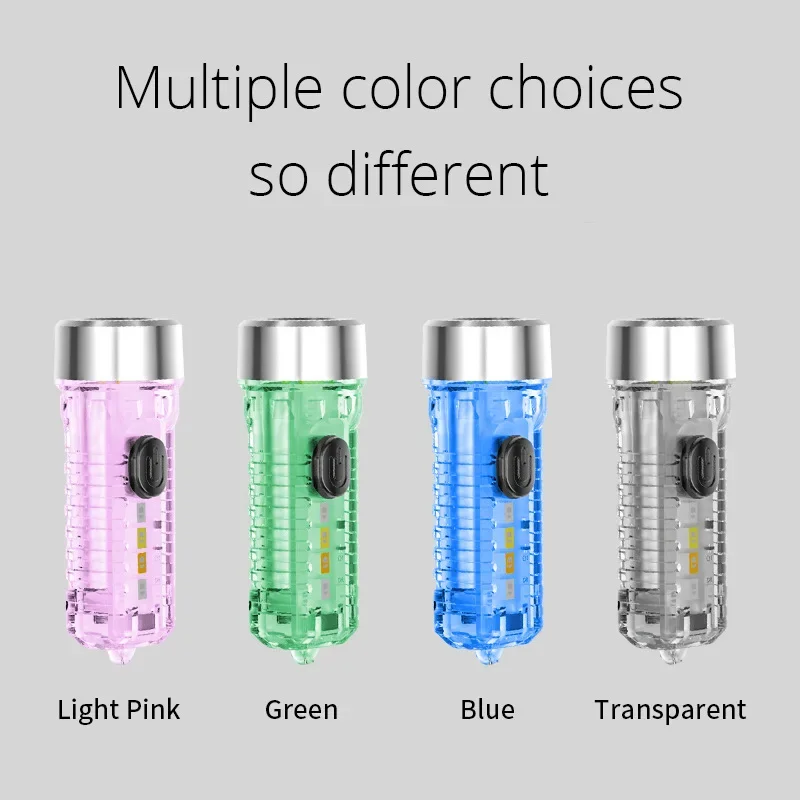 MINI Keychain Flashlight Rechargeable Light Emergency Light with Multicolor Side Lights 7 Lighting Modes For Camping, Home