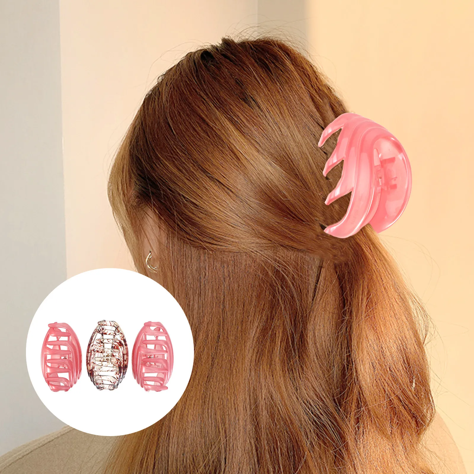 

3Pcs Large Hair Clips Resin Ponytail Holder Strong Tension Shark Shape Jaw Clip Grip Clamp for Work Party Beach Random Color