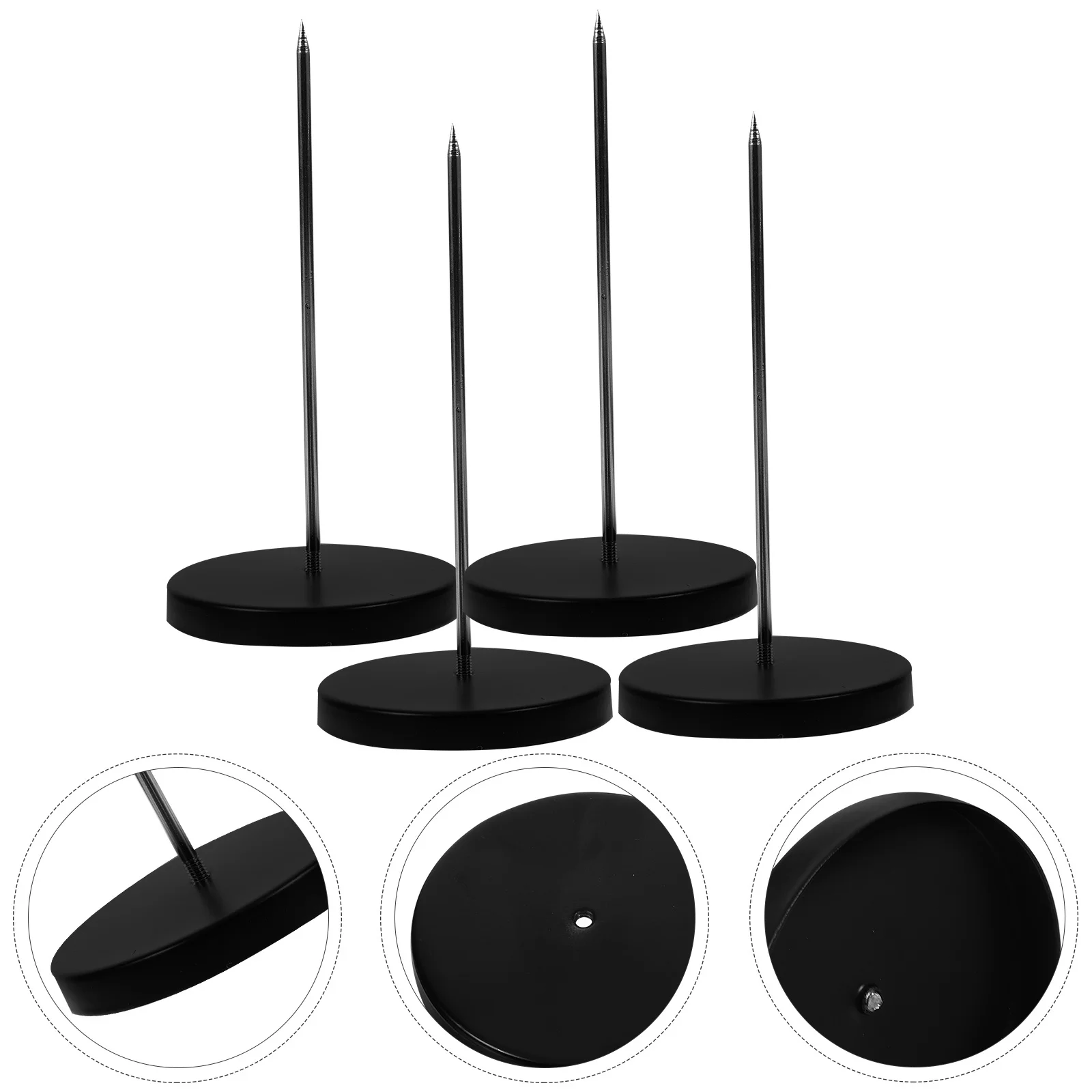 4 قطعة أصحاب القائمة الورقية سبايك الأسود مع غطاء مطاطي آمن قاعدة ثقيلة لمذكرة استلام الفاتورة تحقق المغزل مكتب المنظم #6