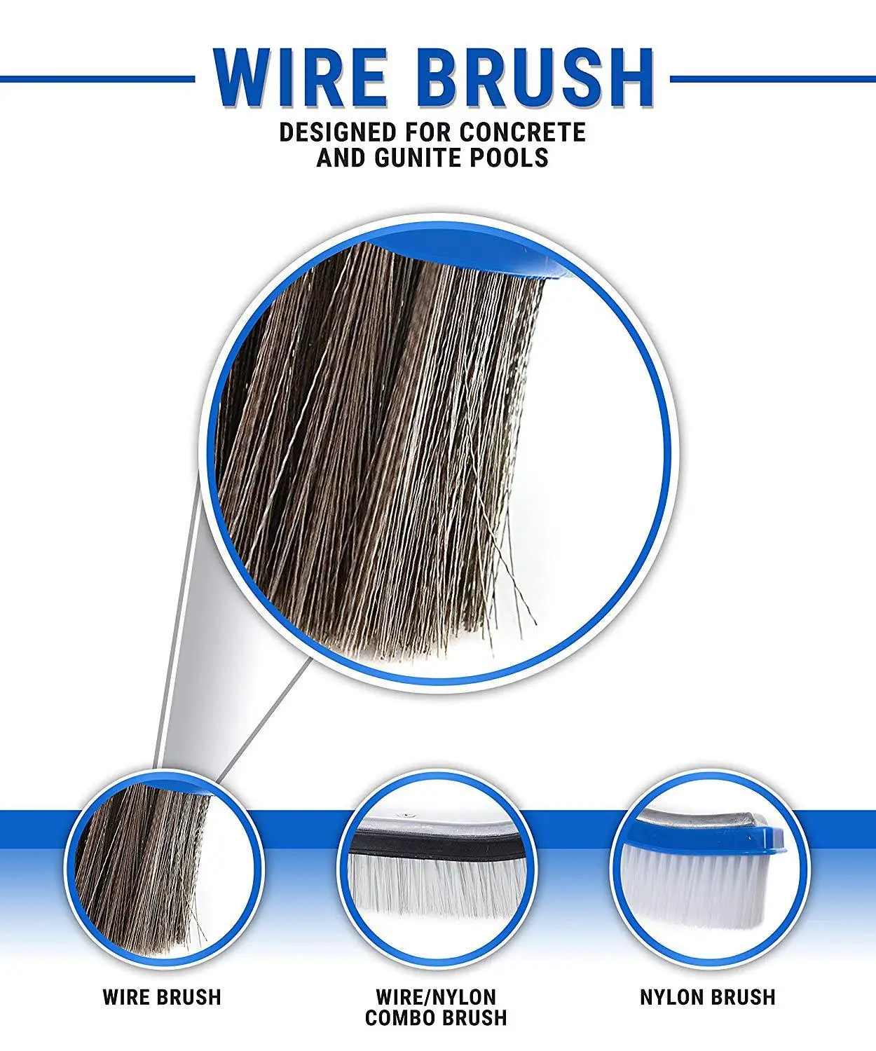 Heavy Duty Stainless Steel Bristle Algae Brush 10Inch Swimming Pool Spa Fountain Pond Wall Moss And Algae Removal Cleaning Tool