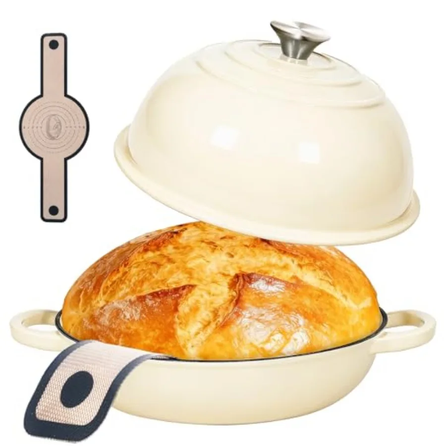 

Чугунная эмалированная жаровня (голландская печь) для выпечки хлеба на закваске, 6QT, с крышкой, антипригарная форма для выпечки хлеба на закваске