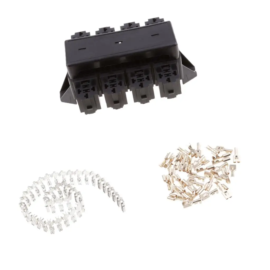 Automotive Fuse Relay Box Holder Block Circuit Protector With Terminals Kit