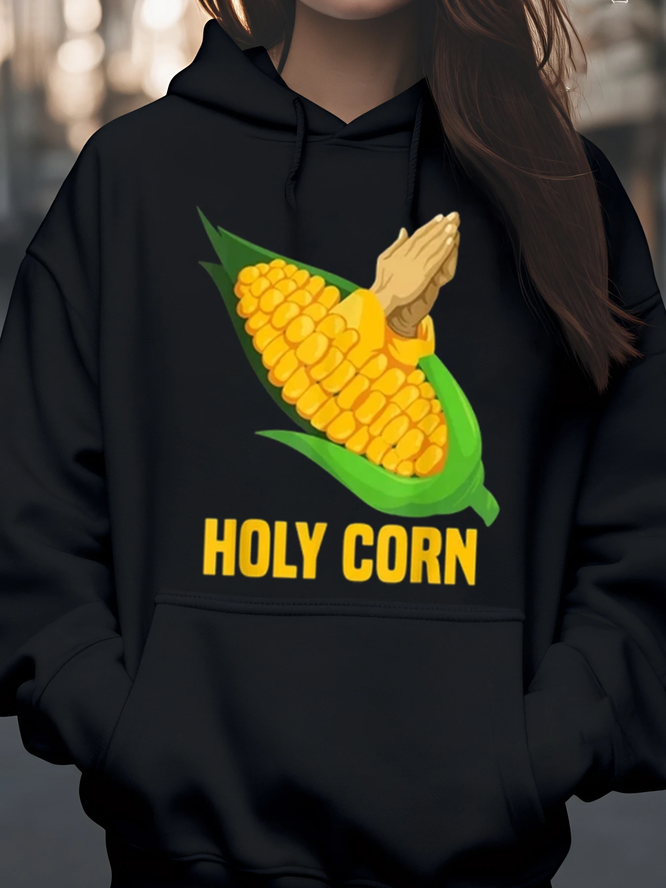 

Толстовка с принтом «Святая кукуруза», костюм на Хэллоуин, повседневная одежда, унисекс для взрослых