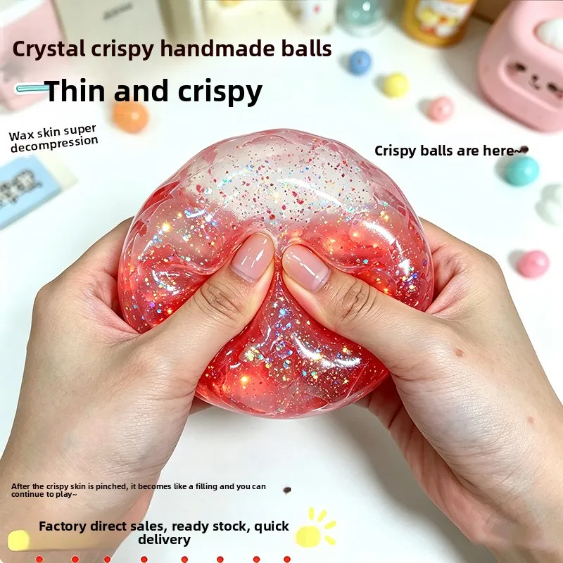 Crispy Ball Handmade Slime Squishy Stress Relief Toy Slow Rebound Glitter Fidget Gadget Party Gift Pack De Fidget Toys