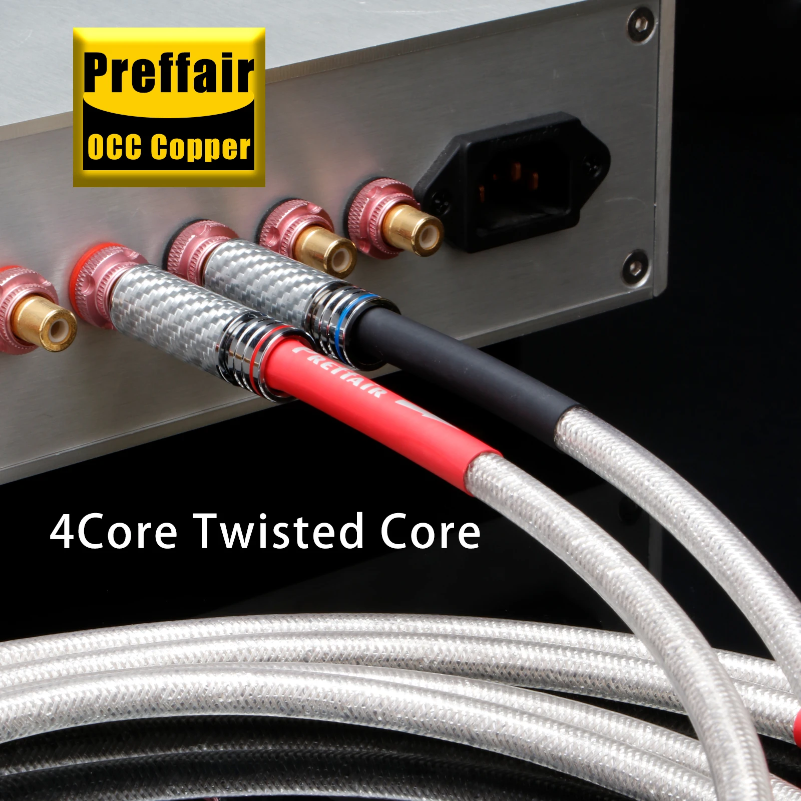 Paire de câbles RCA QED 7N OCC, câble Audio RCA plaqué argent avec connecteur RCA plaqué Rhodium en Fiber de carbone pour amplificateur