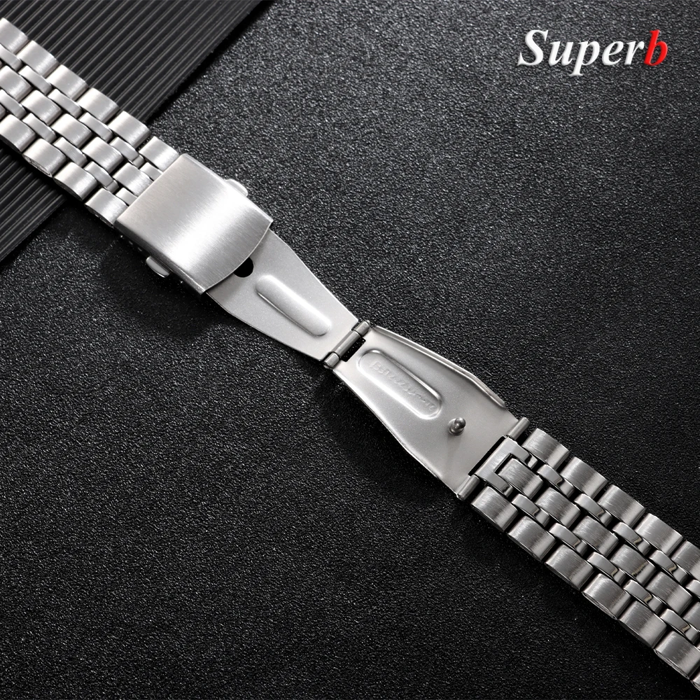 حزام ساعة من الفولاذ المقاوم للصدأ 20 مم 22 مم حزام عالمي قابل للطي مشبك أمان للنساء سوار حزام ساعة إكسسوارات حزام الساعة