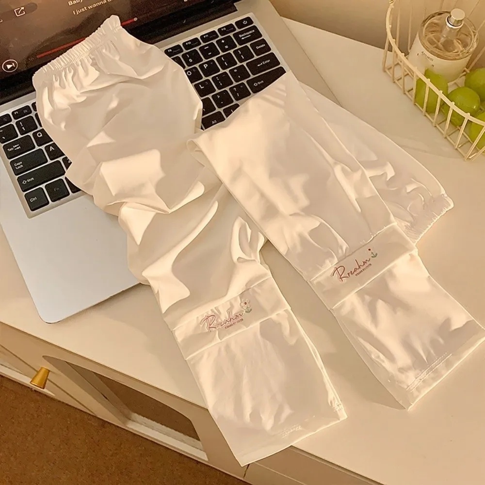 花刺繍入りロングアイスシルクスリーブルーズ弾性日焼け止めアームカバー抗UV UV断熱サイクリンググローブ女性/女の子