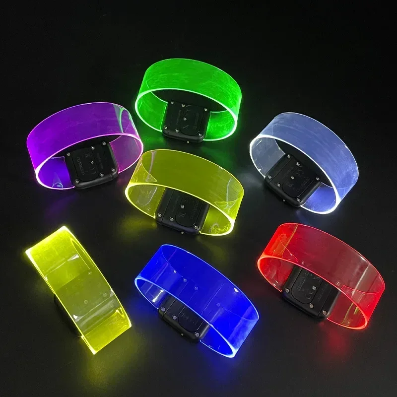 10pc LED Magnetic TPU Printable Engraving Luminous Bracelet Music Bar Disco Ambient Props Concert Cultural Cheer