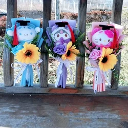 Graduation Kuromi My Melody Cinnamoroll Hello Kitty Plush Sunflower Bouquet Gift Valentine's Day Xmas Girl Friend Gifts